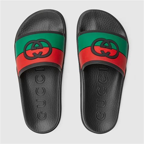 gucci logo rubber slide sandal womens|gucci slides women size 9.